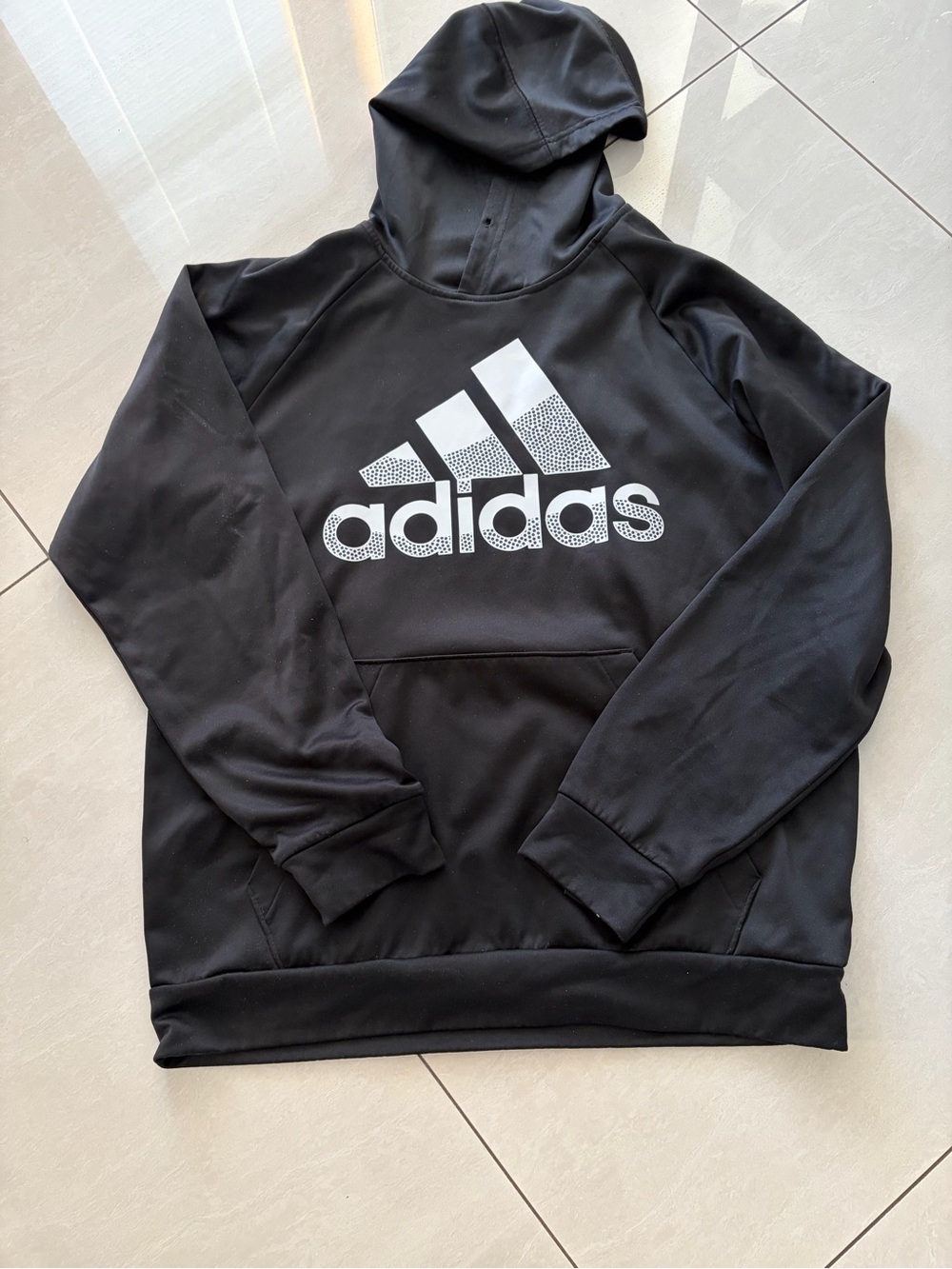 adidas Black Pullover Hoodie with White Logo size L